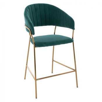 MEDIUM HEIGHT STOOL FK8734.03 GREEN VELVET GOLDEN FRAME 60x55x100Y cm.