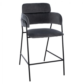 MEDIUM HEIGHT STOOL FK8735.01 GRAY VELVET WITH METAL FRAME 54x58x95Y cm.