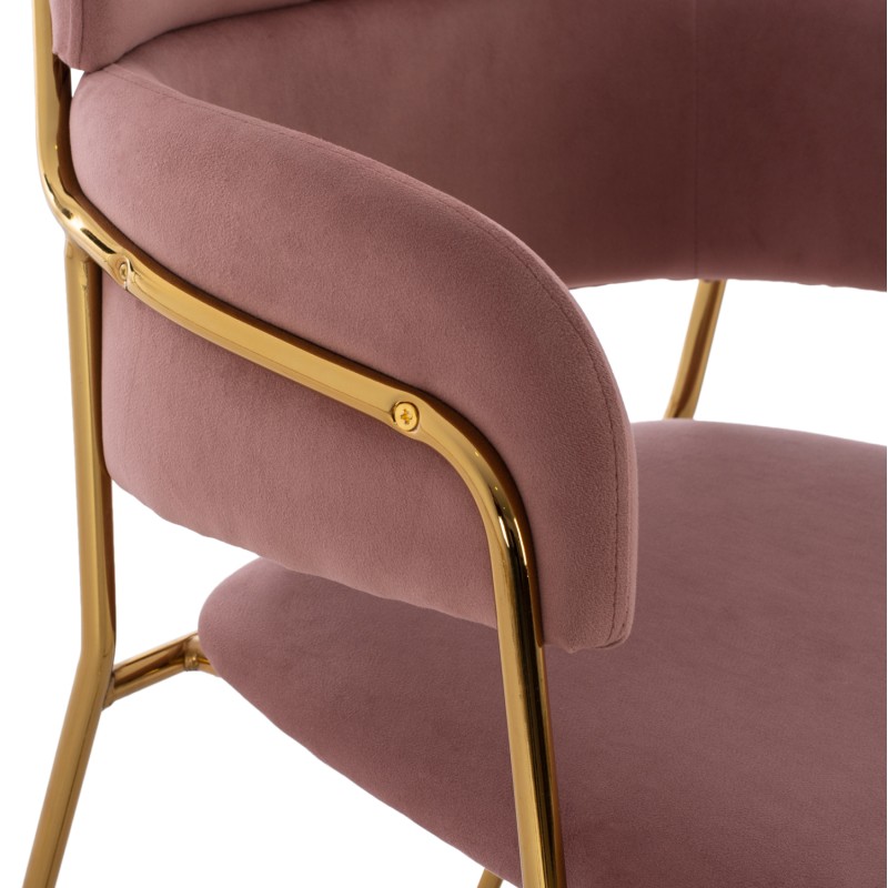 MEDIUM HEIGHT STOOL FK8735.02 VELVET DUSTY PINK GOLDEN FRAME 54x58x95Y cm. MEDIUM HEIGHT STOOL FK8735.02 VELVET DUSTY PINK GOLDEN FRAME 54x58x95Y cm.