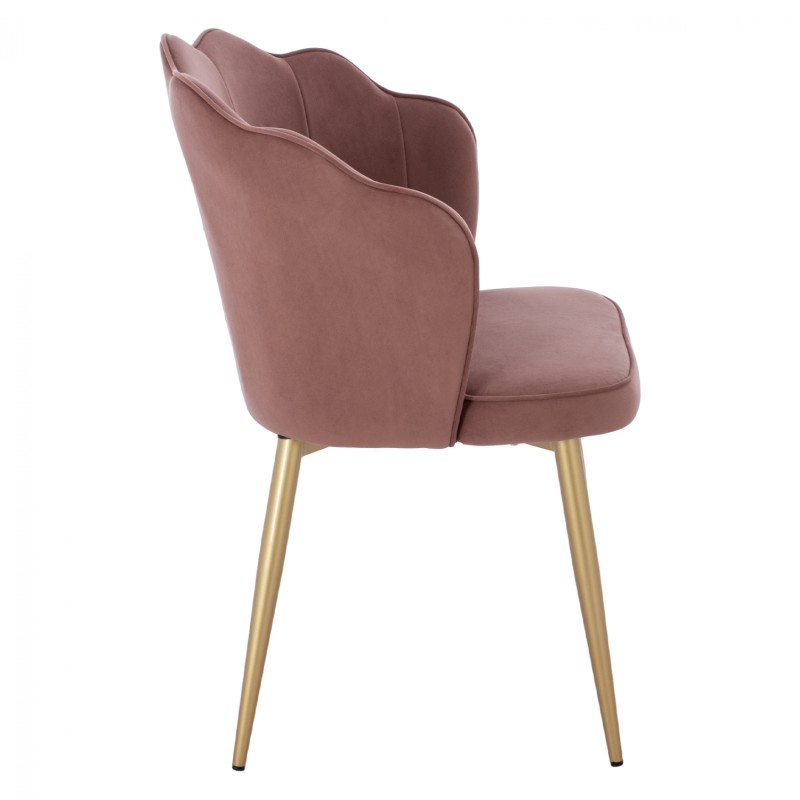 CHAIR FK8737.02 VELVET DUSTY PINK WITH METAL GOLD FRAME 48x48x85 cm. CHAIR FK8737.02 VELVET DUSTY PINK WITH METAL GOLD FRAME 48x48x85 cm.