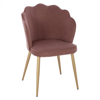 CHAIR FK8737.02 VELVET DUSTY PINK WITH METAL GOLD FRAME 48x48x85 cm.