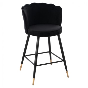 MEDIUM HEIGHT STOOL FK8736.04 BLACK VELVET WITH METAL FRAME 50x50x90 cm.
