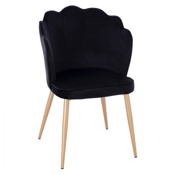 CHAIR FK8737.04 VELVET BLACK WITH METAL GOLD FRAME 48x48x85 cm.