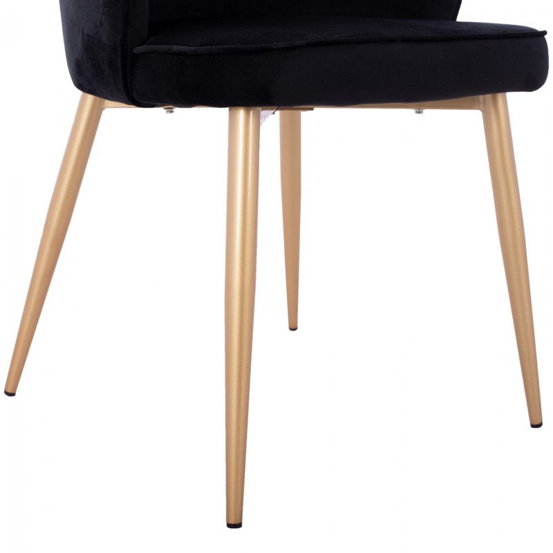 CHAIR FK8737.04 VELVET BLACK WITH METAL GOLD FRAME 48x48x85 cm.