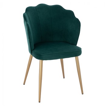 CHAIR FK8737.03 VELVET GREEN WITH METAL GOLD FRAME 57.5x57.5x85 cm.