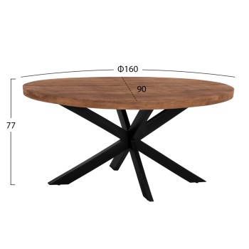 Dining Table Oval LEVINHO FK8482.11 solid mango wood 160x90x77H