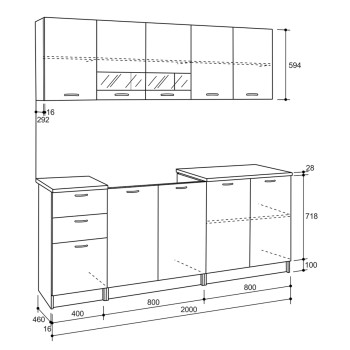 KITCHEN UNIT MELAMINE SONAMA-WHITE FK2443 200x46-29.2 cm. KITCHEN UNIT MELAMINE SONAMA-WHITE FK2443 200x46-29.2 cm.