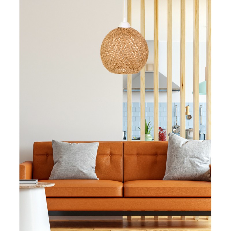 CEILING PENDANT LAMP INDOORS FK7352.02 BEIGE JUTE ROPE Φ22x55Hcm. CEILING PENDANT LAMP INDOORS FK7352.02 BEIGE JUTE ROPE Φ22x55Hcm.