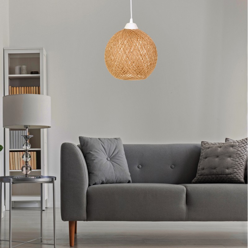 CEILING PENDANT LAMP INDOORS FK7352.02 BEIGE JUTE ROPE Φ22x55Hcm. CEILING PENDANT LAMP INDOORS FK7352.02 BEIGE JUTE ROPE Φ22x55Hcm.