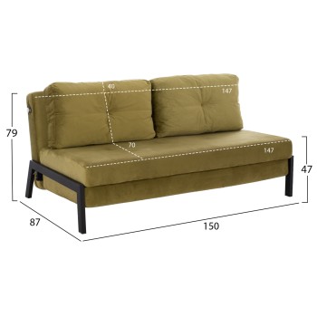 SOFA BED CONSTANCE FK3079.13 VELVET OLIVE GREEN 150x87x79 cm. SOFA BED CONSTANCE FK3079.13 VELVET OLIVE GREEN 150x87x79 cm.