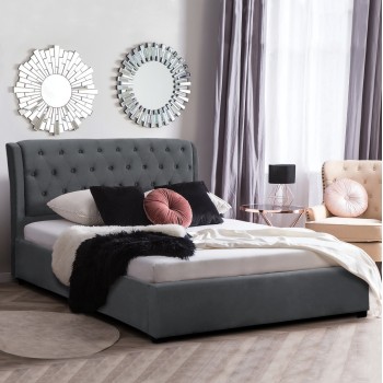 BED ODALYS 150X200 VELVET FABRIC GRAY FK549.11 164x223x100 cm. BED ODALYS 150X200 VELVET FABRIC GRAY FK549.11 164x223x100 cm.