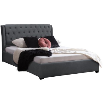 BED ODALYS 150X200 VELVET FABRIC GRAY FK549.11 164x223x100 cm.