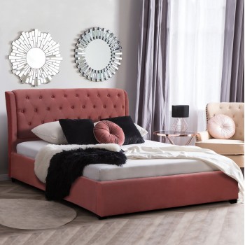 BED ODALYS 150X200 VELVET FABRIC DUSTY PINK FK549.12 164x223x100 cm. BED ODALYS 150X200 VELVET FABRIC DUSTY PINK FK549.12 164x223x100 cm.