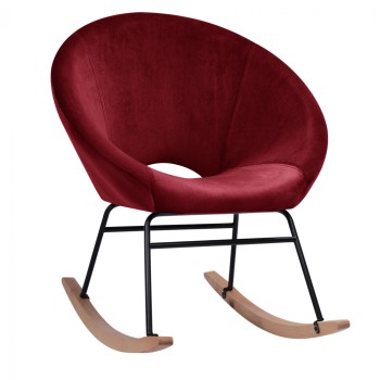 Rocker velvet armchair Paulina FK8399.06, Burgundy red 76x86x76 cm.