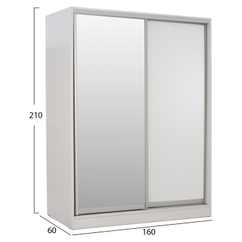 WARDROBE WITH SLIDING DOORS WITH MIRROR WHITE FK2434.03 160x60x210 cm. WARDROBE WITH SLIDING DOORS WITH MIRROR WHITE FK2434.03 160x60x210 cm.