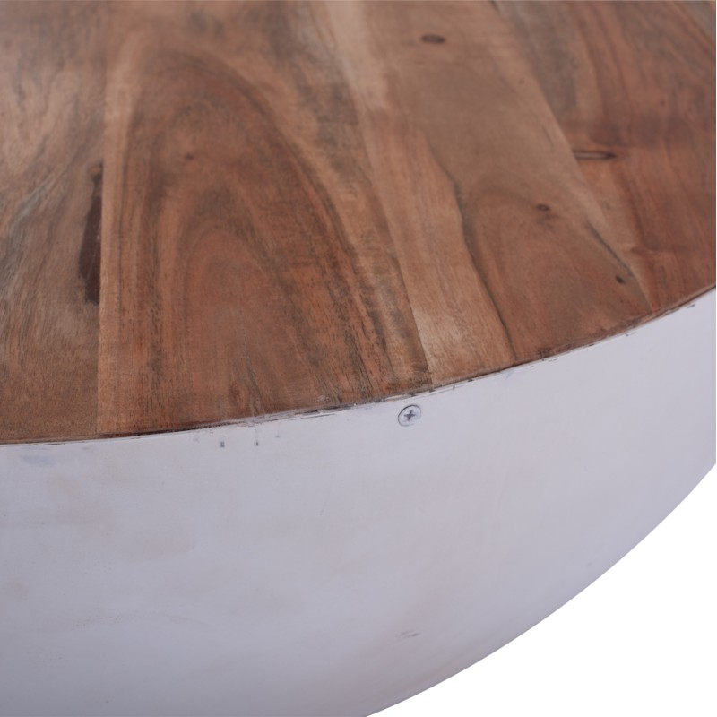 Decorative Coffee Table Bowl Round 90cm white with acacia wood FK8717.03