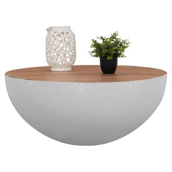 Decorative Coffee Table Bowl Round 90cm white with acacia wood FK8717.03