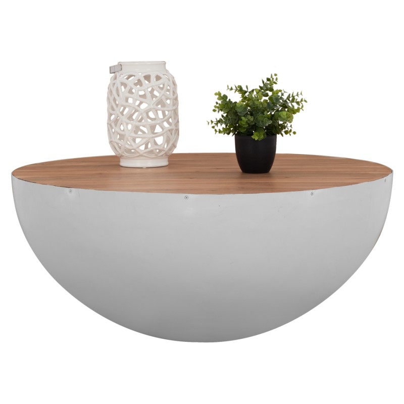 Decorative Coffee Table Bowl Round 90cm white with acacia wood FK8717.03