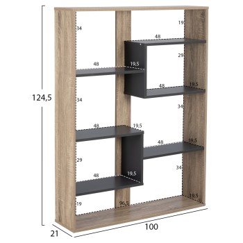 BOOKCASE MARCELINE FK8772.02 100Χ21Χ124,5 GRAY BOOKCASE MARCELINE FK8772.02 100Χ21Χ124,5 GRAY