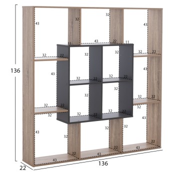 BOOKCASE BRODY FK8771.02 136X22X136 GRAY BOOKCASE BRODY FK8771.02 136X22X136 GRAY