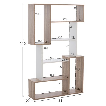 BOOKCASE SHAY FK8768.01 85X22X140 WHITE BOOKCASE SHAY FK8768.01 85X22X140 WHITE