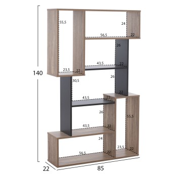 BOOKCASE SHAY FK8768.02 85X22X140 GRAY BOOKCASE SHAY FK8768.02 85X22X140 GRAY