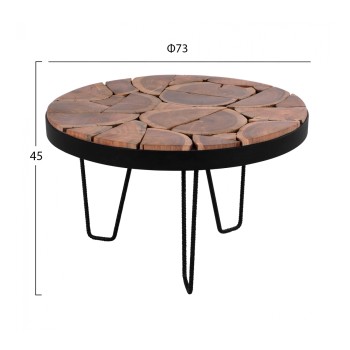 Coffee Table TIMOTHY FK8366.11 Solid ACACIA Φ73x45H Coffee Table TIMOTHY FK8366.11 Solid ACACIA Φ73x45H