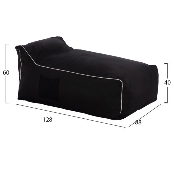 BEANBAG SEAT (POUF) “ZAFER” FK5772.12 TEXTILENE FABRIC BLACK COLOR