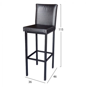 Metallic bar stool with black PU TS481 36x46x115cm. Metallic bar stool with black PU TS481 36x46x115cm.