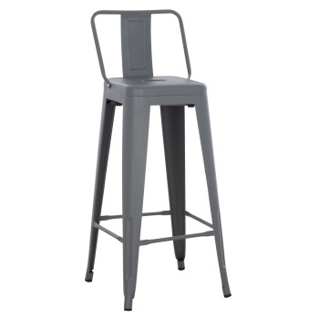 BAR STOOL MELITA FK8643.10 METAL WITH BACKREST IN GREY 43Χ43Χ100Hcm.