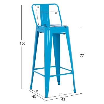 ΣΚΑΜΠΟ BAR ΜΕΤΑΛΛΙΚΟ MELITA ME ΠΛΑΤΗ ΜΠΛΕ FK8643.08 43Χ43Χ100εκ.