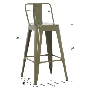ΣΚΑΜΠΟ ΜΕΣΑΙΟΥ ΥΨΟΥΣ ΜΕΤΑΛΛΙΚΟ MELITA ΣΕ DARK OLIVE GREEN FK8574.03 42x42x98 cm.