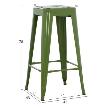 ΣΚΑΜΠΟ BAR ΜΕΤΑΛΛΙΚΟ MELITA ΣΕ LIGHT OLIVE GREEN FK8642.13 43x43x78 εκ.
