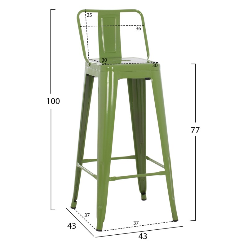 BAR STOOL MELITA FK8643.13 METAL WITH BACKREST IN LIGHT OLIVE GREEN 43Χ43Χ100Hcm. BAR STOOL MELITA FK8643.13 METAL WITH BACKREST IN LIGHT OLIVE GREEN 43Χ43Χ100Hcm.