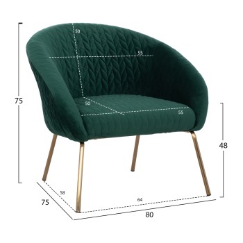 FK8549.03 armchair JOYCE, cypress green velvet, metallic legs FK8549.03 armchair JOYCE, cypress green velvet, metallic legs