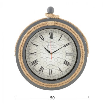 GRAY METAL WALL CLOCK WITH ROPE FK7452.01 D50 cm.