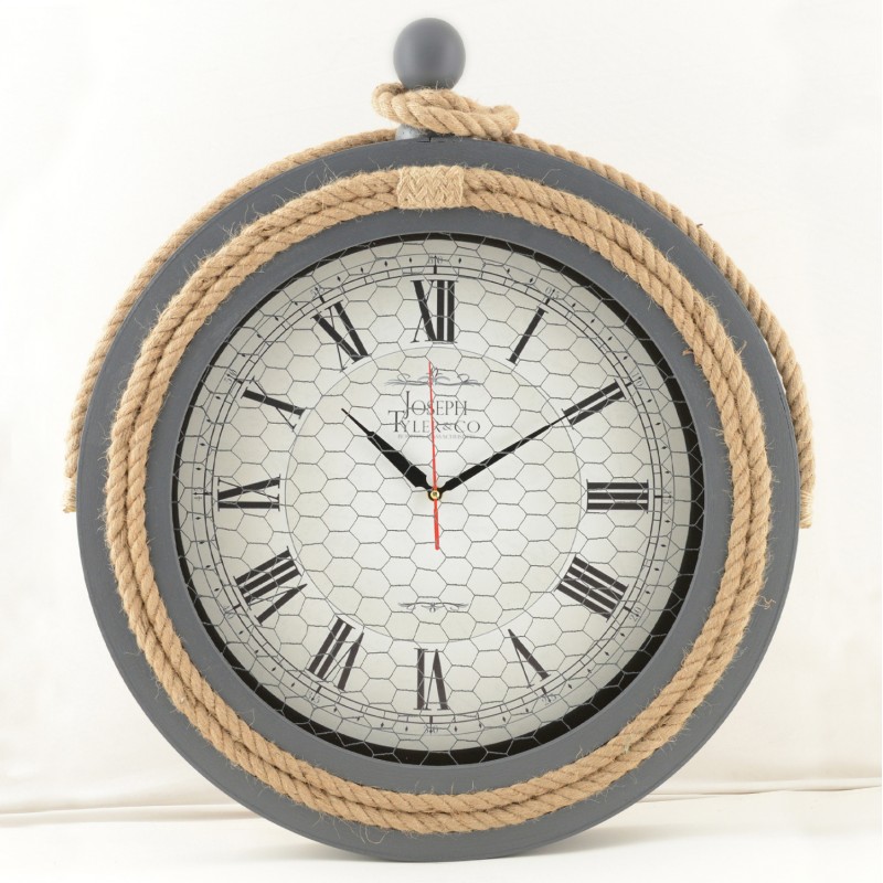 GRAY METAL WALL CLOCK WITH ROPE FK7452.01 D50 cm. GRAY METAL WALL CLOCK WITH ROPE FK7452.01 D50 cm.
