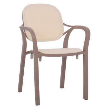 POLYPROPYLENE ARMCHAIR KHEM FK5820.02 CAPPUCCINO-BEIGE 57x57x83Hcm.