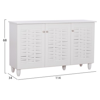 SHOE CABINET IGGY MELAMINE 3-DOOR WHITE WITH LEGS 114Χ34Χ68Hcm.FK2211.05