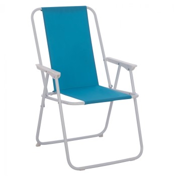 Beach chair with high back Foldable light blue FK5148 Metallic
