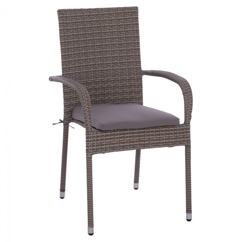 Armchair FK5685.01 Metallic with pillow Wicker grey 55x64x93cm Armchair FK5685.01 Metallic with pillow Wicker grey 55x64x93cm