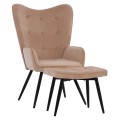 FK8918.11 armchair CRAWLEY, beige velvet, footstool, 70x57x103 FK8918.11 armchair CRAWLEY, beige velvet, footstool, 70x57x103