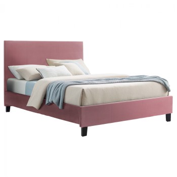 DUSTY PINK VELVET BED FK553.12 FOR MATTRESS 150x200 CM.