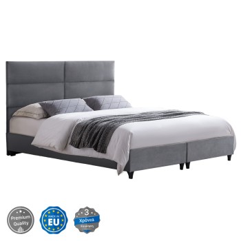 GRAY VELVET BED MILO FK628.10 FOR MATTRESS 180x200 cm.