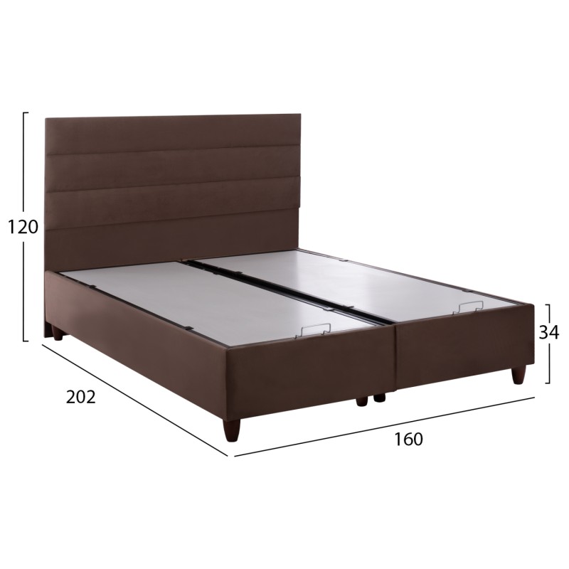 FK623.02 BROWN VELVET BED WITH STORAGE SPACE ELOISE FOR MATTRESS 160x200 cm. FK623.02 BROWN VELVET BED WITH STORAGE SPACE ELOISE FOR MATTRESS 160x200 cm.