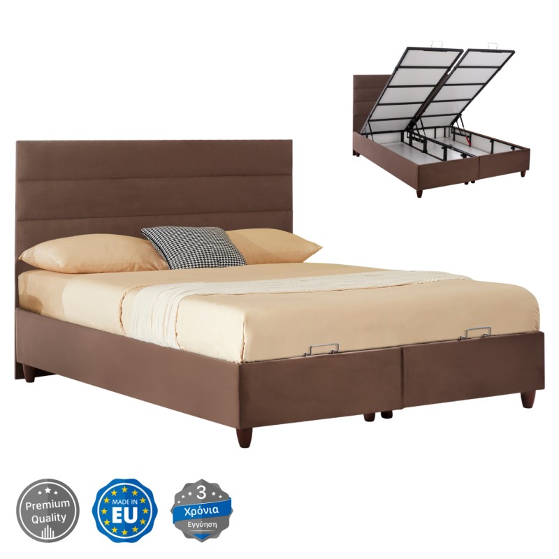 FK623.02 BROWN VELVET BED WITH STORAGE SPACE ELOISE FOR MATTRESS 160x200 cm. FK623.02 BROWN VELVET BED WITH STORAGE SPACE ELOISE FOR MATTRESS 160x200 cm.