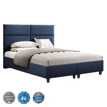 FK616.08 bed, blue fabric, for mattress 160x200, headboard, with 2 underlays instead of bed boards