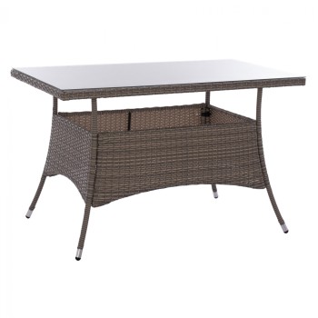 ΤΡΑΠΕΖΙ ΜΕΤΑΛΛΙΚΟ MILITARY RATTAN ΓΚΡΙ FK5141.31 120x70x75Υ εκ.
