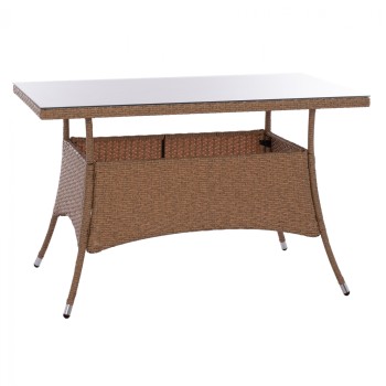 ΤΡΑΠΕΖΙ ΜΕΤΑΛΛΙΚΟ MILITARY RATTAN ΜΠΕΖ ΚΑΦΕ FK5141.32 120x70x75Υ εκ.