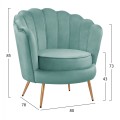 FK8493.07 armchair, pistachio green velvet, gold legs, 80x78x85